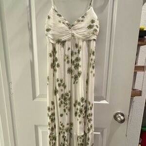 Abercrombie & Fitch White and Green Maxi Dress